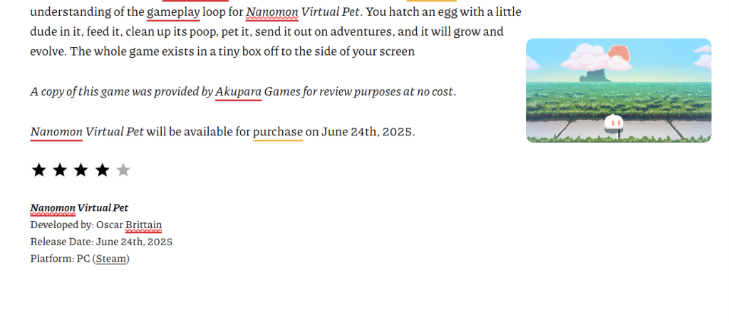 Indie Game Showcase: Nanomon Virtual Pet